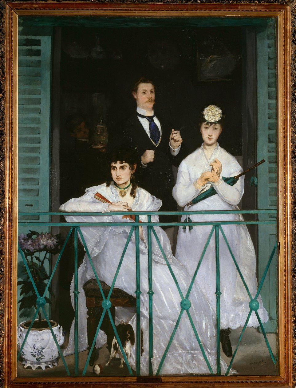 Balkon (portrety Berthe Morisot, Fanny Claus, Antoine Guillemeta i Leona Leenhoffa) - olej na płótnie autorstwa Édouard Manet
