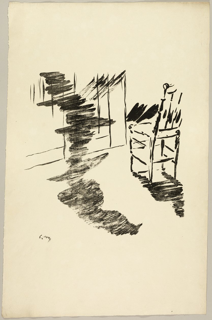 Krzesło („Ten cień, który unosi się na podłodze...”), z filmu Kruk (Le Corbeau) autorstwa Édouard Manet