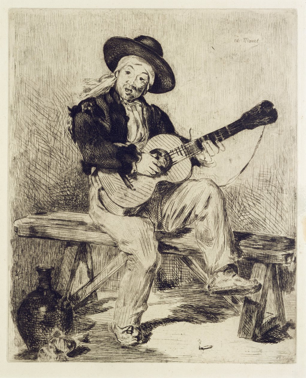 Gitarzysta (akwaforta) autorstwa Édouard Manet