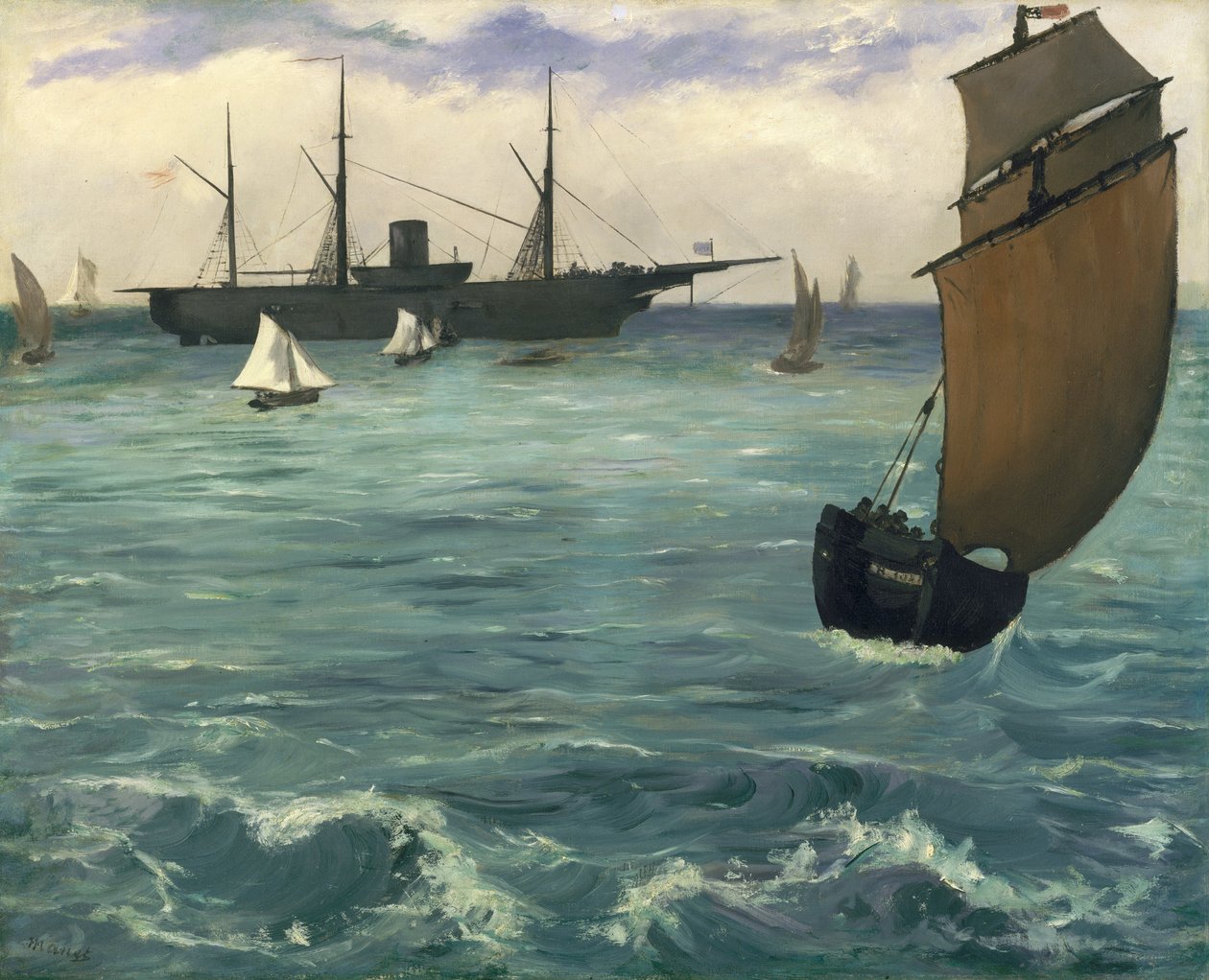 Kearsarge w Boulogne, 1864. autorstwa Édouard Manet