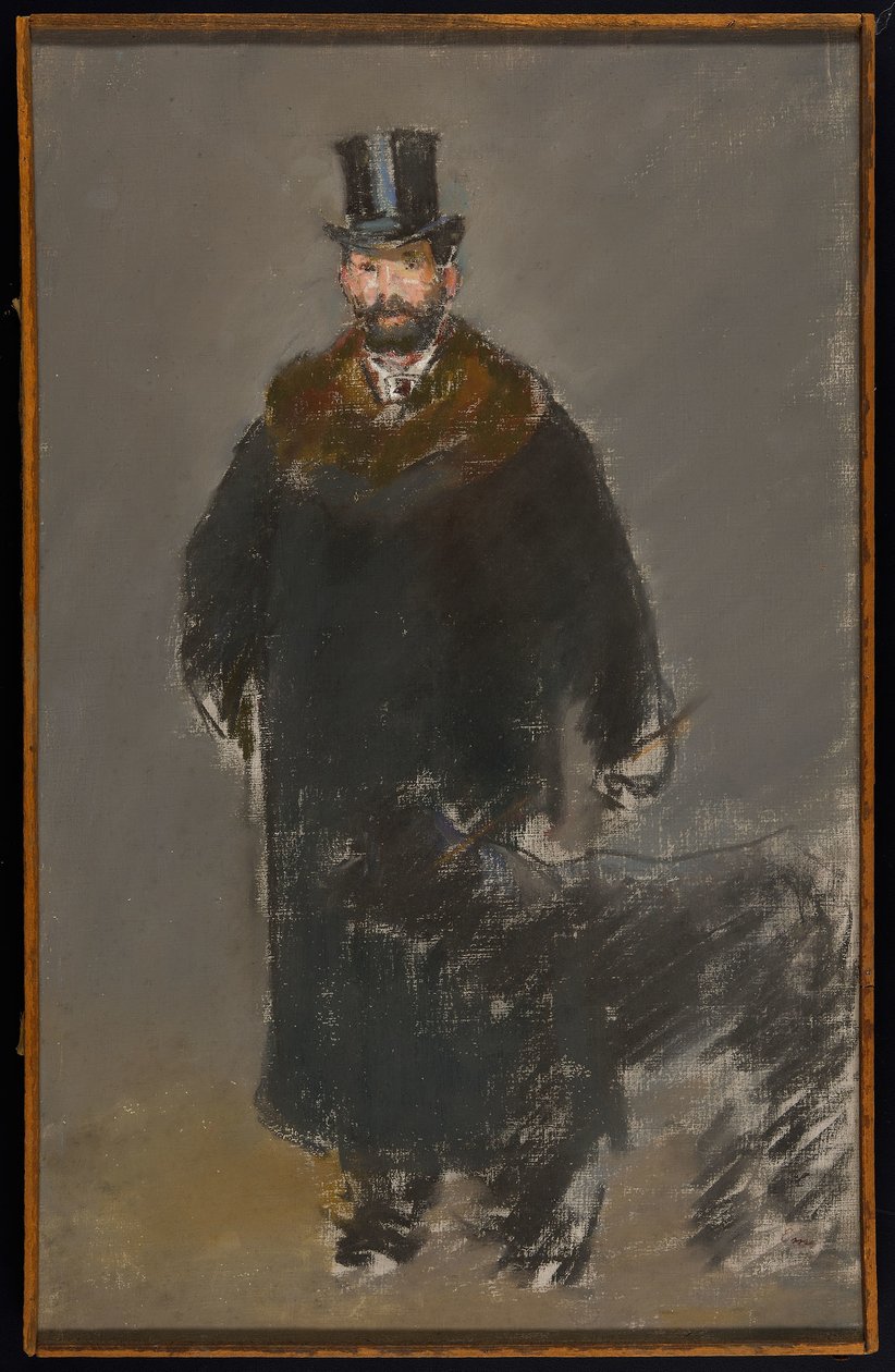 Człowiek z psem, ok. 1882 (pastel na płótnie, przygotowany szarą ziemią gwaszową) autorstwa Édouard Manet