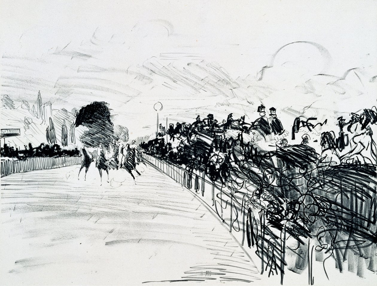 Wyścigi, c.1865-72 (lito kredkowe) autorstwa Édouard Manet