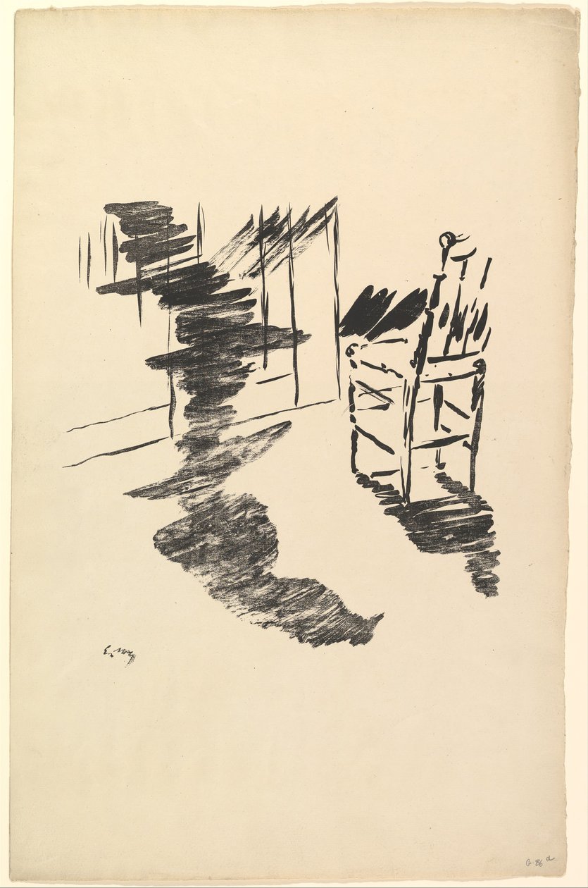 Cień, który leży unoszący się na podłodze. Ilustracja do Kruka Edgara Allana Poe, 1875. autorstwa Édouard Manet