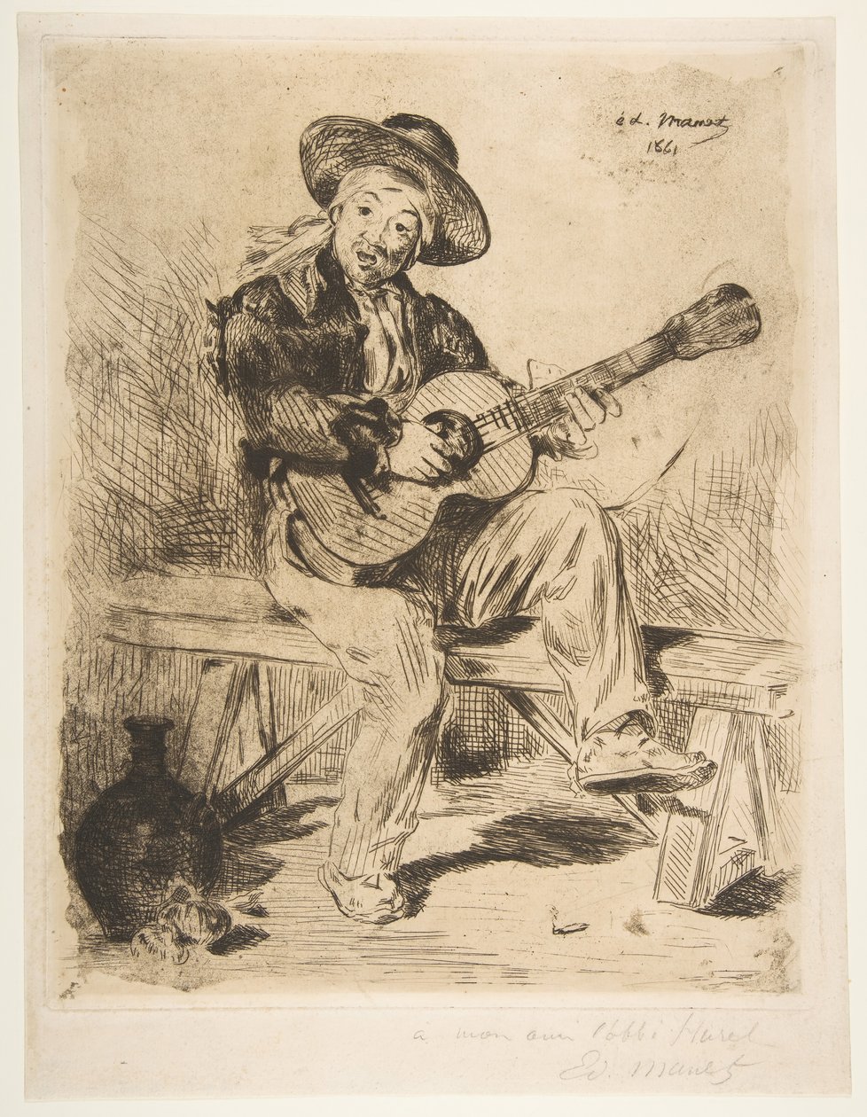 Hiszpański piosenkarz Le Guitarrero, 1861-62. autorstwa Édouard Manet