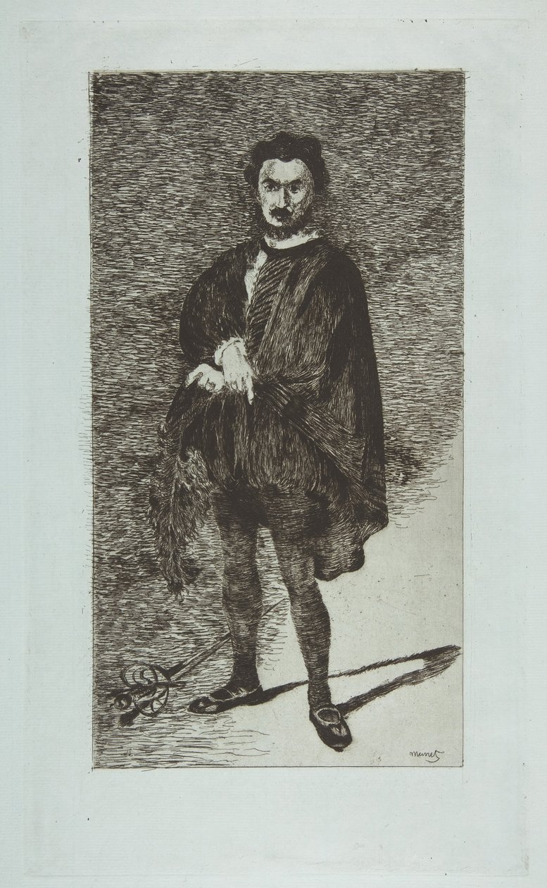 Aktor tragiczny: Rouvière w roli Hamleta, 1865-66. autorstwa Édouard Manet