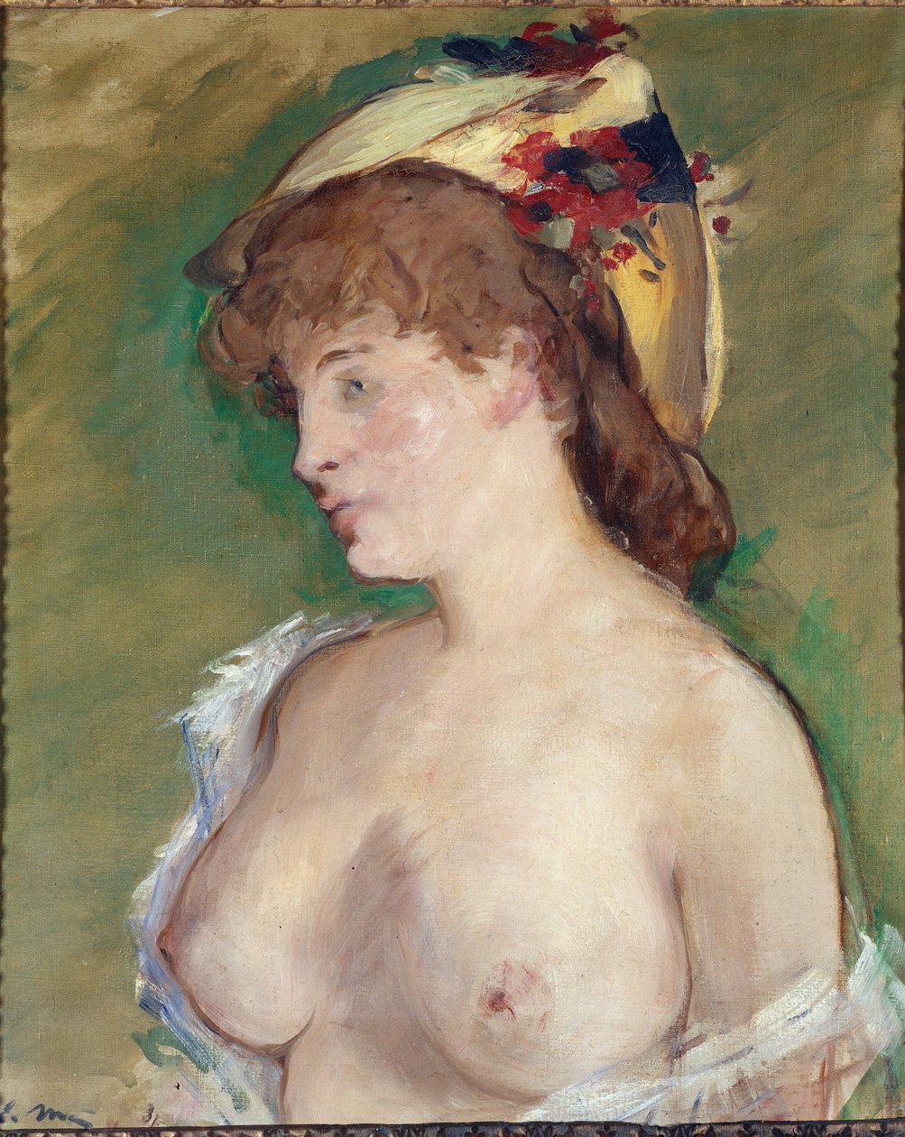 Blondynka z topless - olej na płótnie autorstwa Édouard Manet