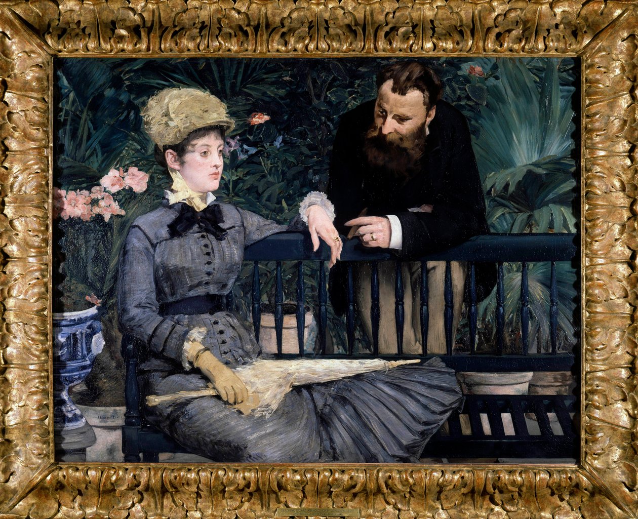 Ogród zimowy w szklarni Obraz Edouarda Maneta (1832-1883) 1879 115 x 150 cm. Berlin. Staatliche Museum - Ogród zimowy w szklarni. Obraz Edouarda Maneta (1832-1883) w 1879 r. autorstwa Édouard Manet