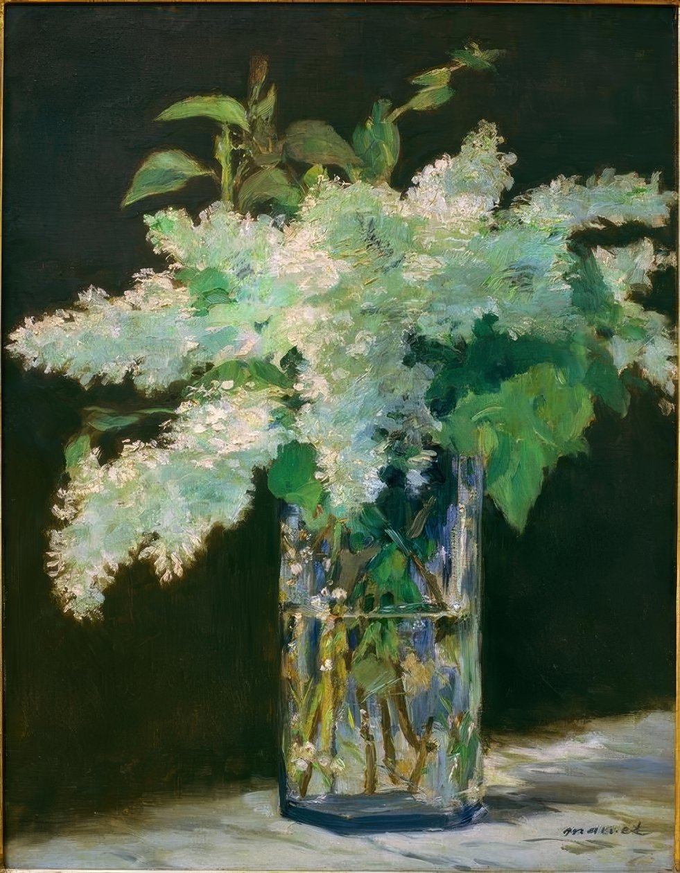 Wazon z kwiatami, białe bzy autorstwa Édouard Manet