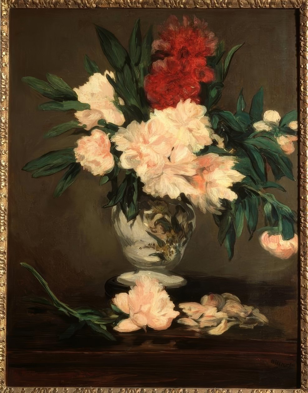 Wazon z piwoniami na cokole autorstwa Édouard Manet