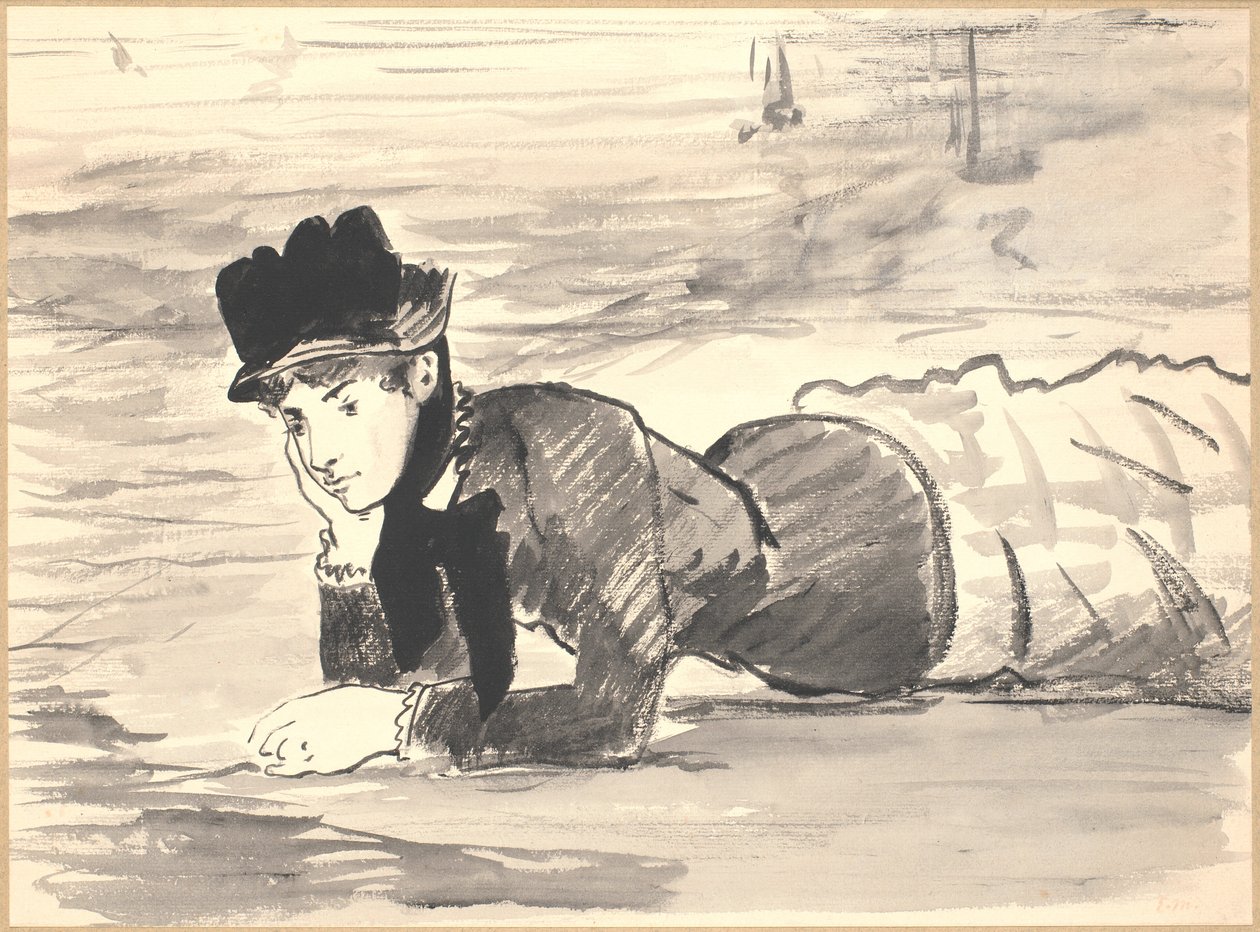Kobieta leżąc na plaży. Annabel Lee autorstwa Édouard Manet