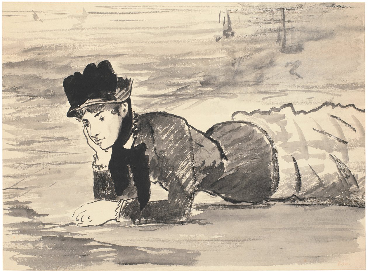 Kobieta leżąc na plaży. Annabel Lee, ok. 1881 autorstwa Édouard Manet