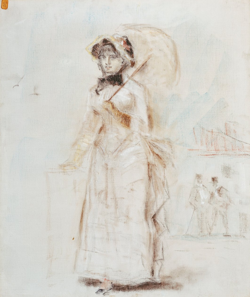 Kobieta odprowadzenie z otwartym parasolem; Kobieta na spacerze trzymająca otwarty parasol, 1880 autorstwa Édouard Manet