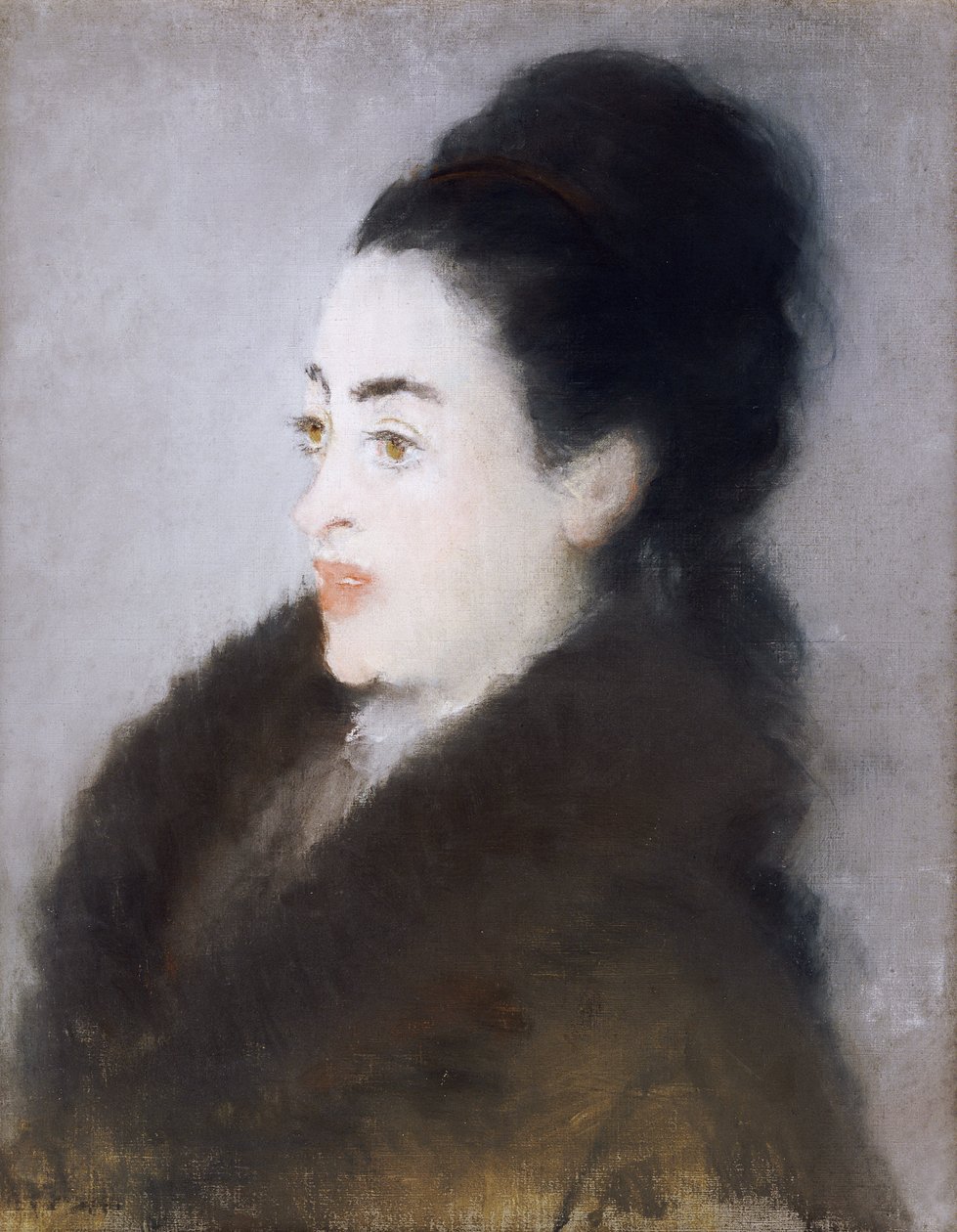 Kobieta w futrze w profilu, 1879 autorstwa Édouard Manet