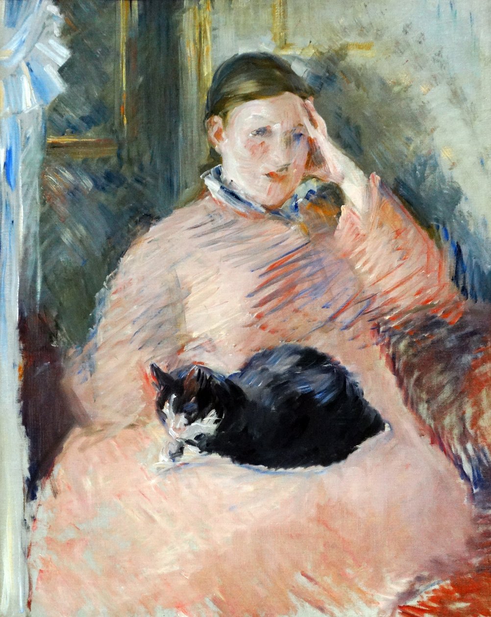 Kobieta z kotem około 1880-2, autorstwa francuskiego impresjonisty Edouarda Maneta autorstwa Édouard Manet