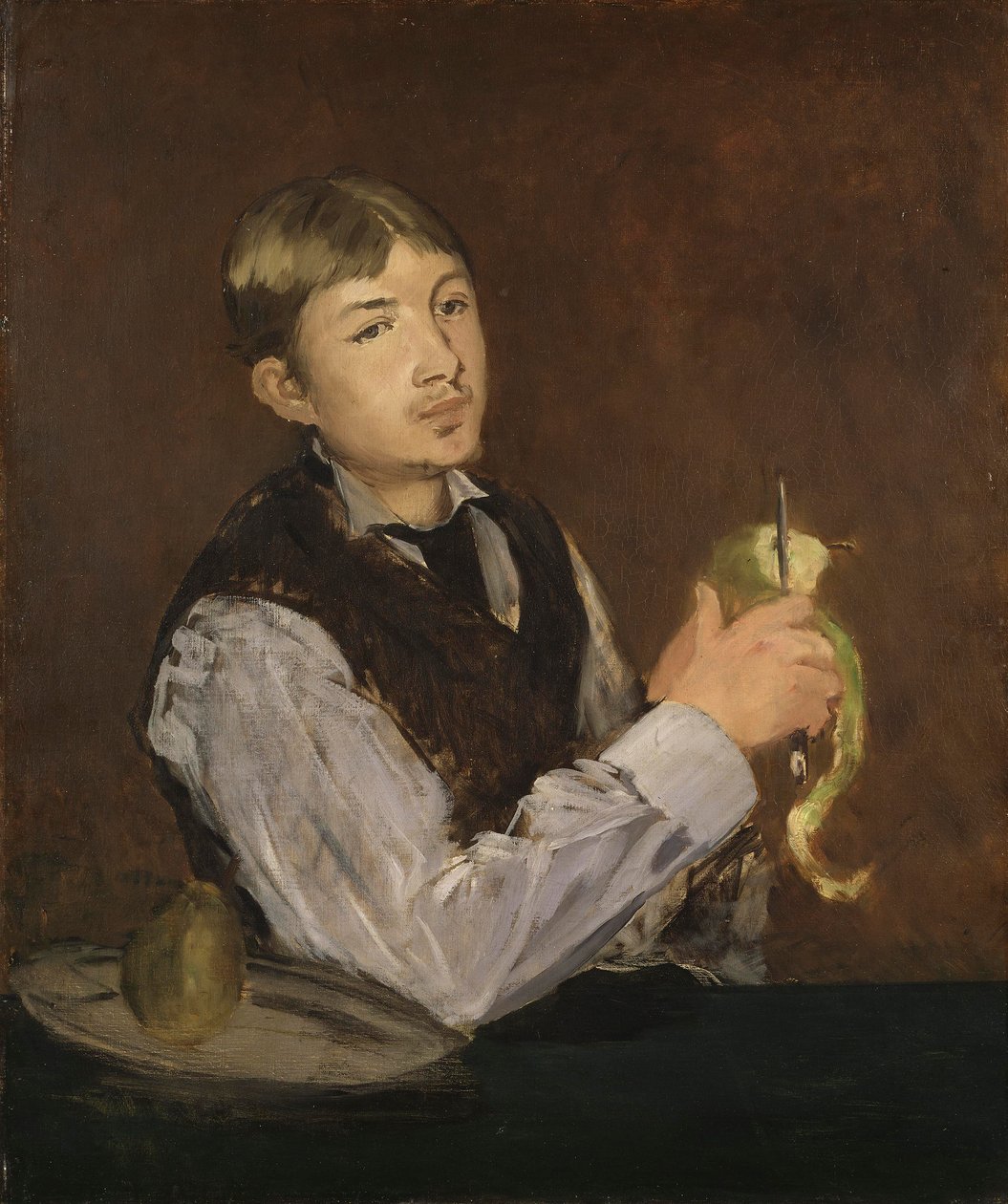 Młody chłopiec obierający gruszkę, ok. 1867 autorstwa Édouard Manet