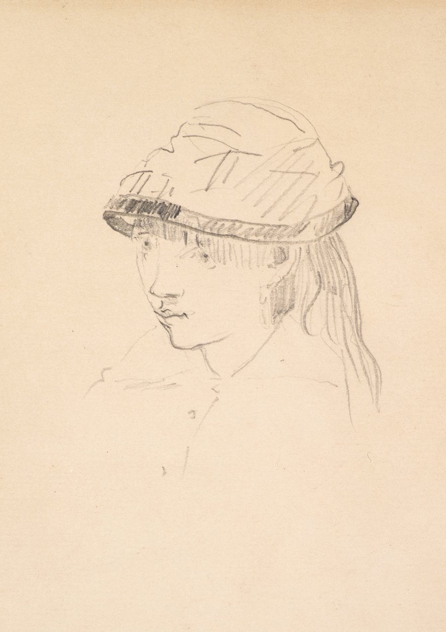 Młoda dziewczyna w okrągłym kapeluszu, 1878-79 (grafit na papierze) autorstwa Édouard Manet