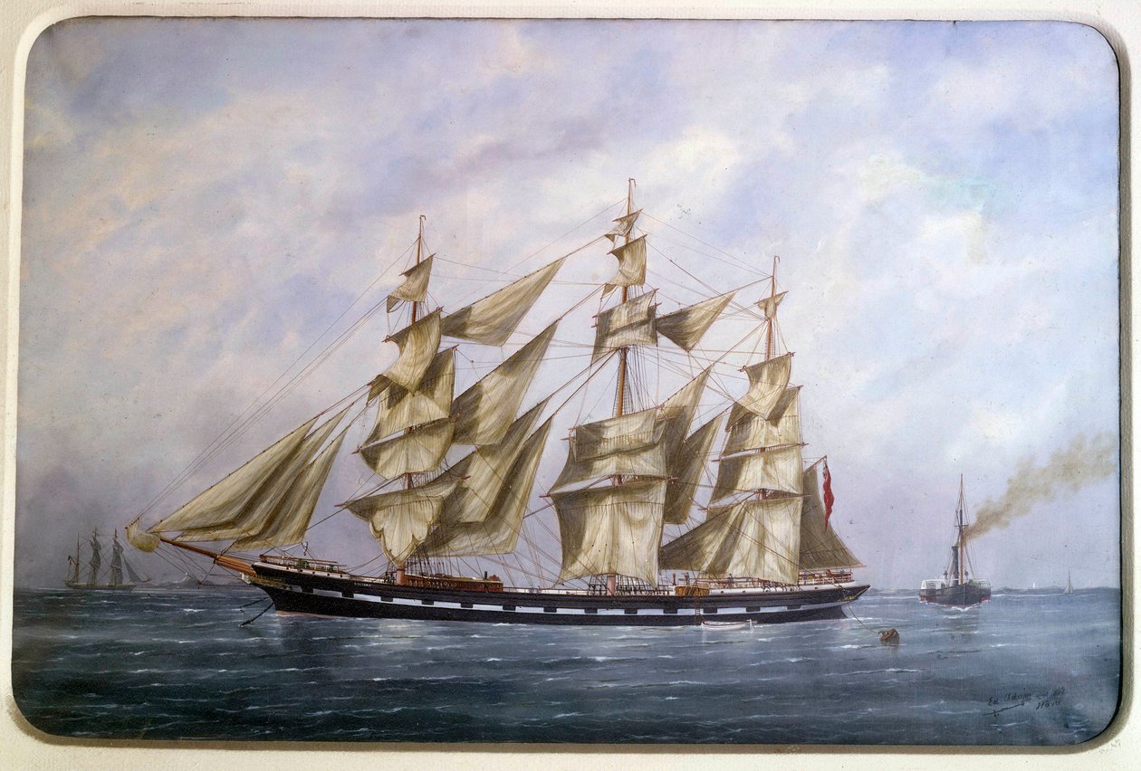 Rossdhu, trzy angielskie maty z suchym żaglem Akwarela autorstwa Edouarda Adama (1847-1929) 1882 Paryż, Musee de la Marine autorstwa Edouard Marie Adam