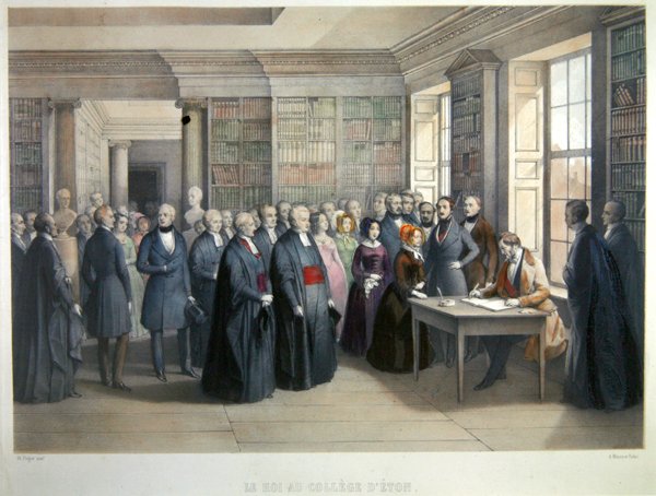 Król Ludwik Filip podpisuje księgę gości podczas wizyty w Eton College w dniu 10 grudnia autorstwa Edouard Pingret