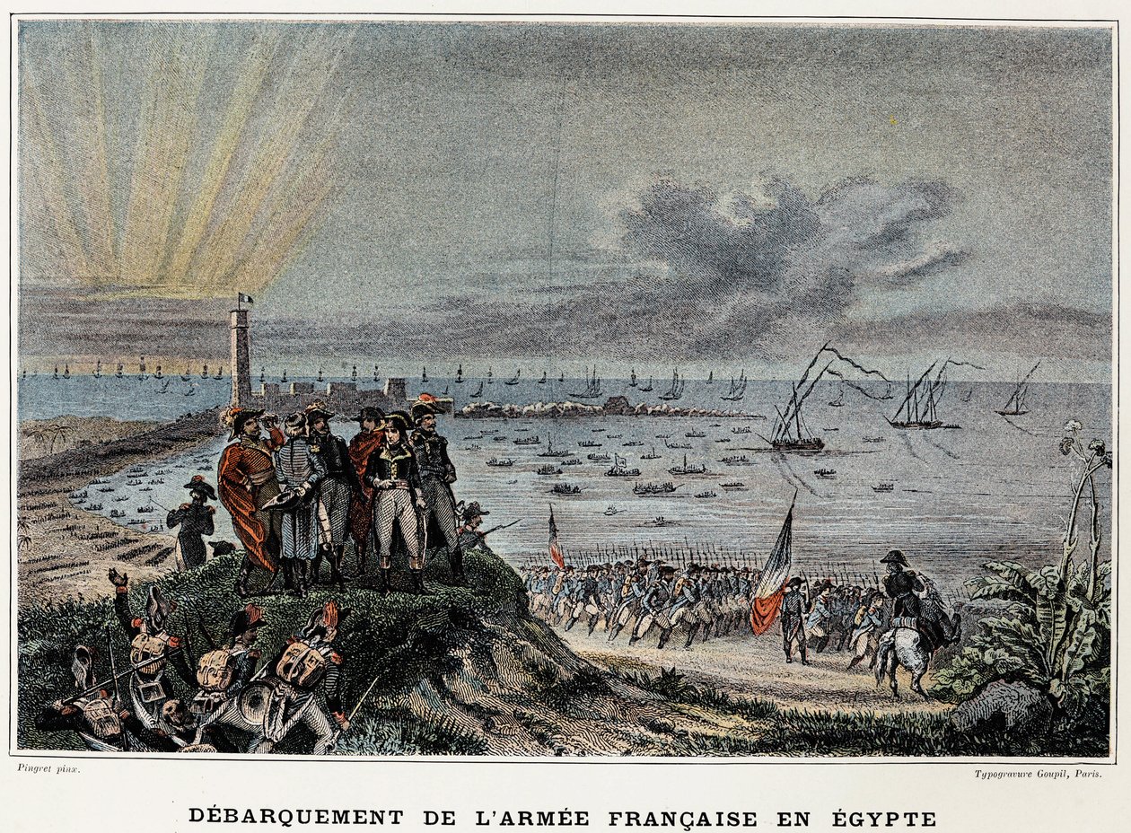 Lądowanie armii francuskiej w Egipcie - w „”Victoires et Conquêtes des Armees Francaises””, Paryż, b.d. autorstwa Edouard Pingret