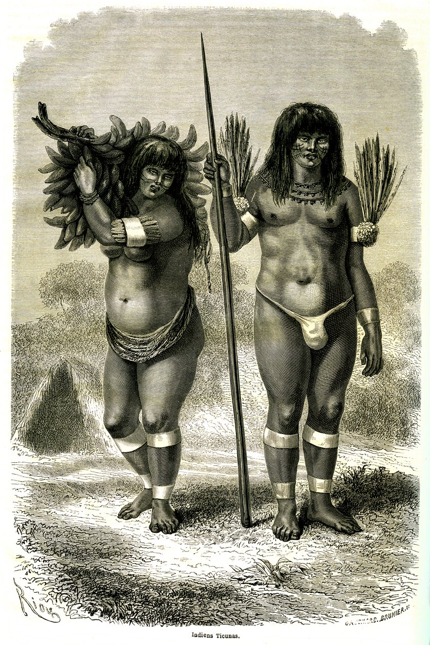 Para Indian Ticuna z Peru autorstwa Edouard Riou
