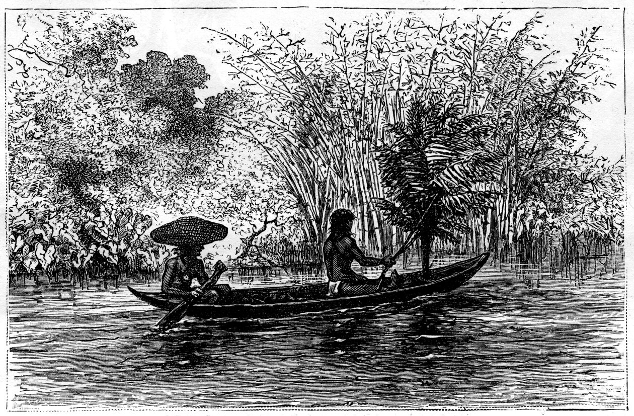 Ziemianka w rzece Essequibo, Gujana, XIX w. autorstwa Edouard Riou