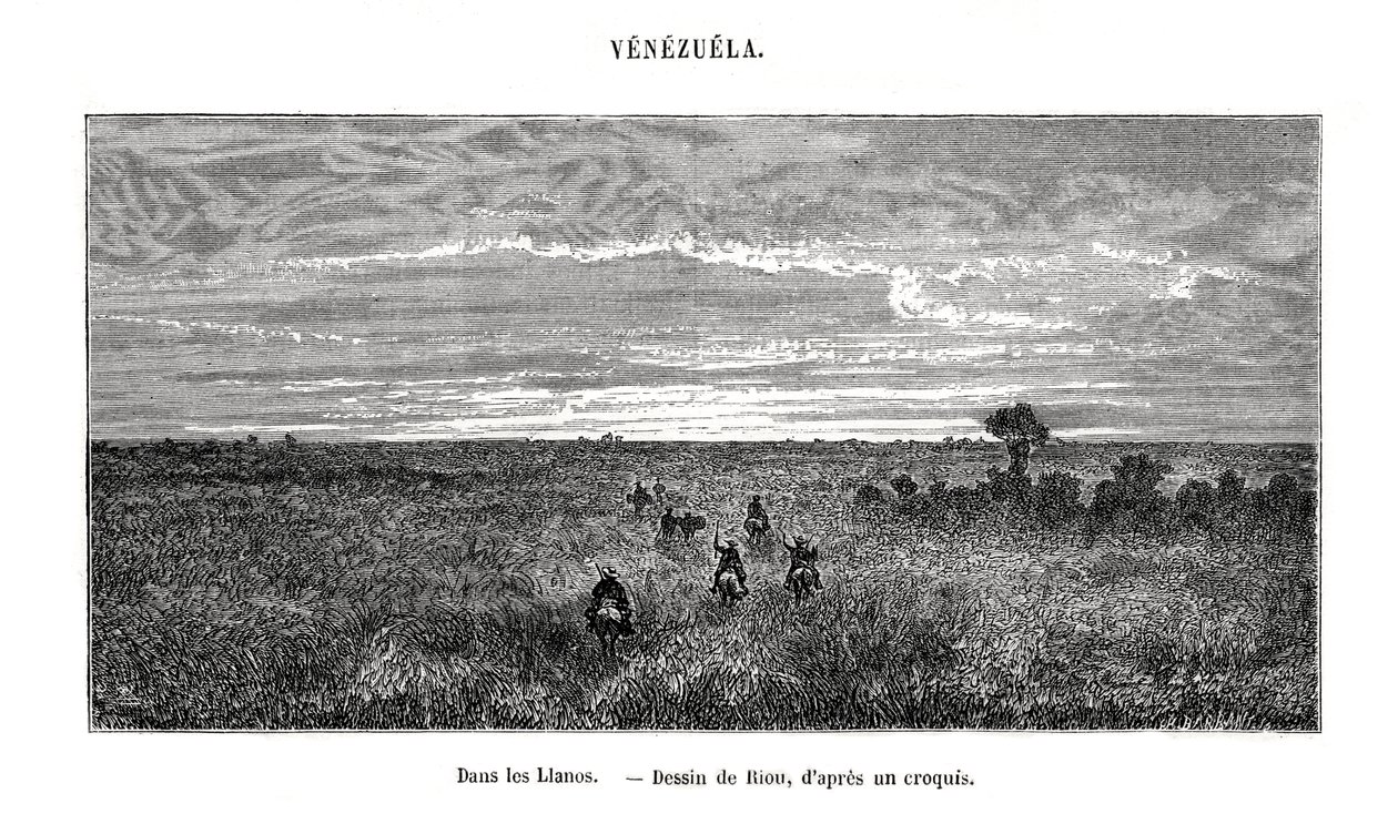 Los Llanos, Wenezuela, XIX w. autorstwa Edouard Riou
