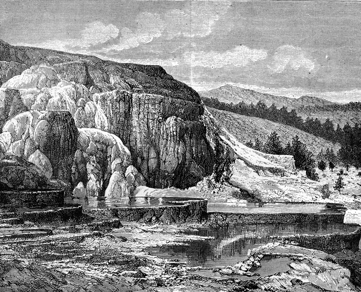 Mammoth Hot Springs, Park Narodowy Yellowstone, USA, XIX wiek. autorstwa Edouard Riou