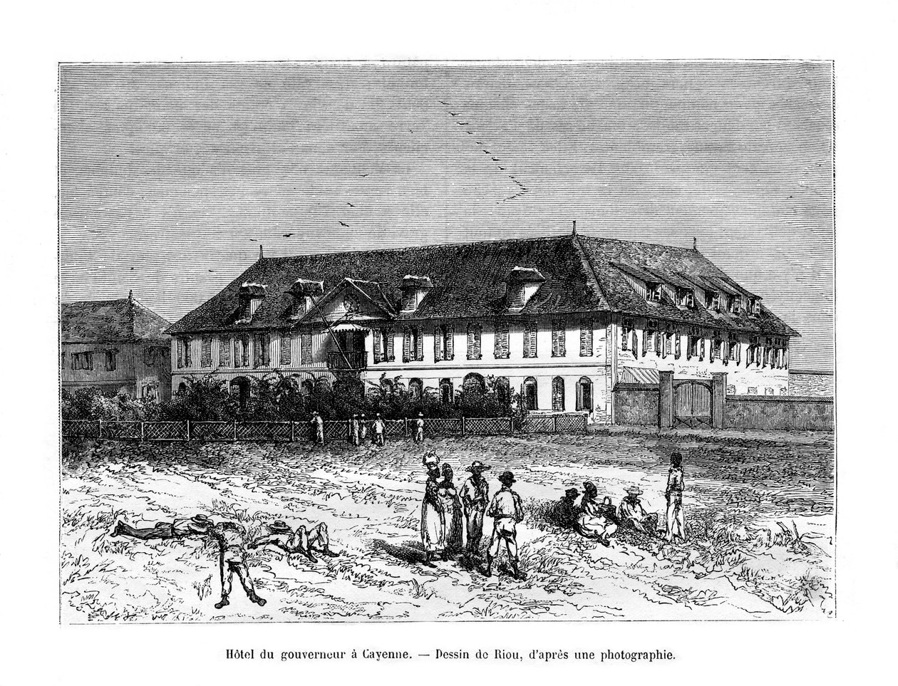 Dom Gubernatora, Cayenne, Gujana Francuska, Ameryka Południowa, XIX w. autorstwa Edouard Riou