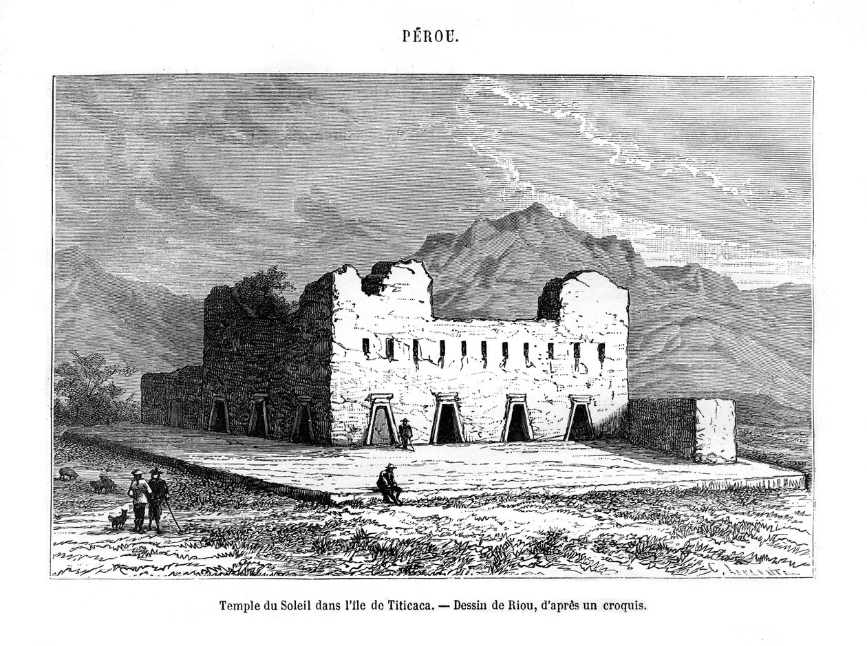 Świątynia Słońca na wyspie Titicaca, Peru, XIX w. autorstwa Edouard Riou