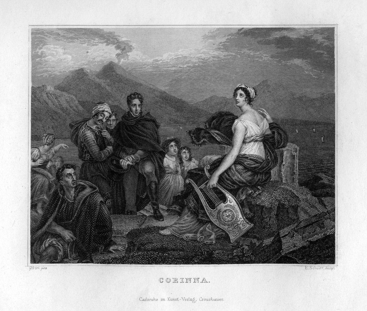 Corinna, starożytna grecka poetka, c1833 autorstwa Edouard Schuler