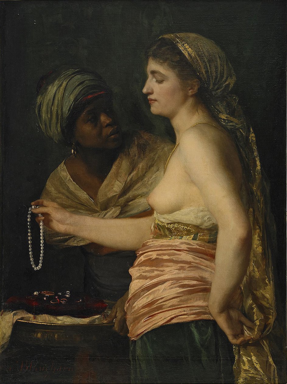 Dziewczyna z perłowym naszyjnikiem, 1874 autorstwa Edouard Theophile Blanchard