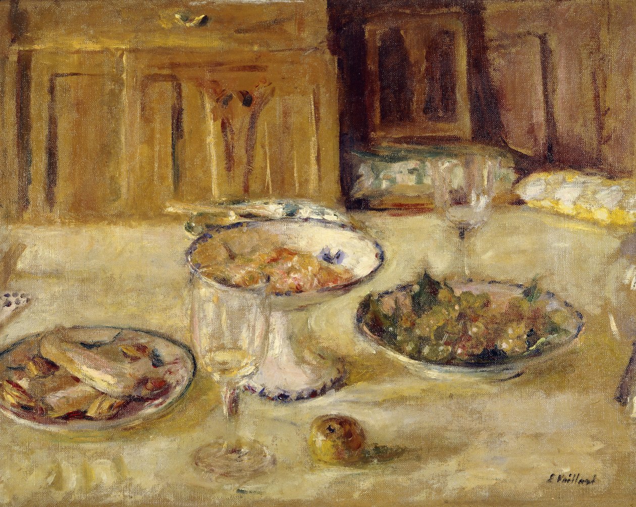Ciasteczka i Kompot Owocowy; Kompot z herbatników i owoców, ok. 1930 r. 1922 autorstwa Edouard Vuillard