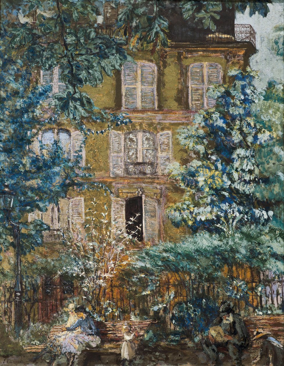 Fasada domu na placu (olej na płótnie) autorstwa Edouard Vuillard