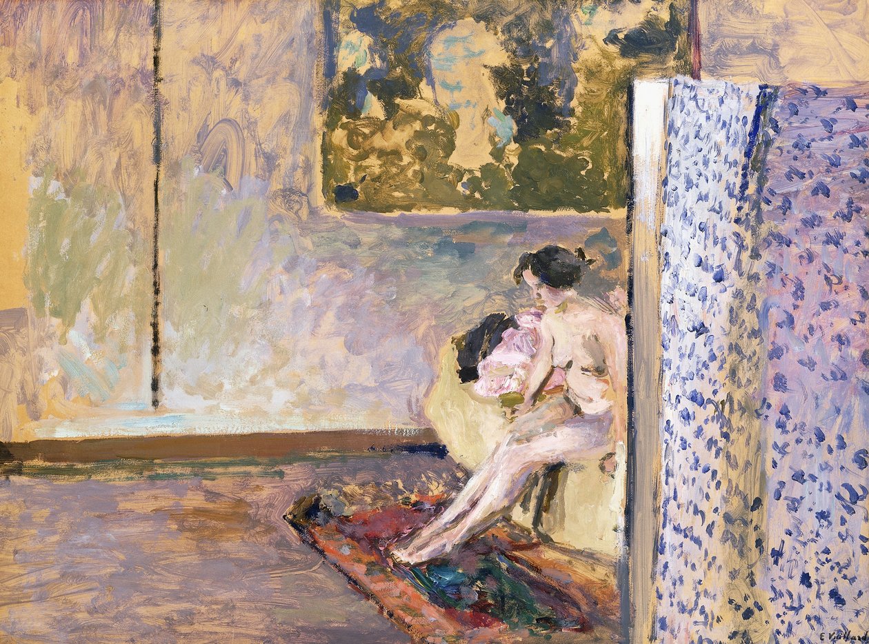 W pracowni Bonnarda przy Rue de Douai 60: Akt przy ekranie; W pracowni Bonnarda, Rue de Douai 60: Nu au Paravent, autorstwa Edouard Vuillard