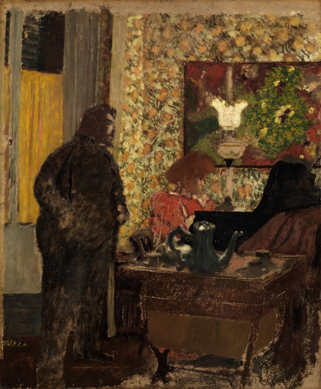 Wnętrze z Misią Natanson przy fortepianie autorstwa Edouard Vuillard