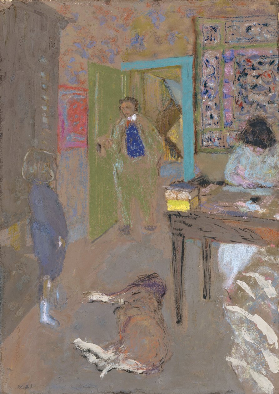 Wnętrze w Saint-Jacut, 1909 (pastel i gwasz na papierze) autorstwa Edouard Vuillard