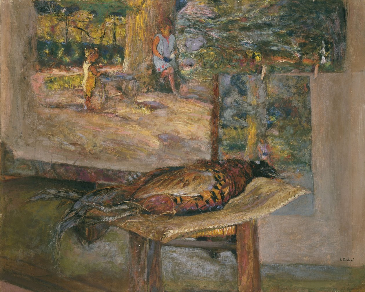 Wnętrze z obrazami i bażantem, 1928 (tempera i pastel na płótnie) autorstwa Edouard Vuillard