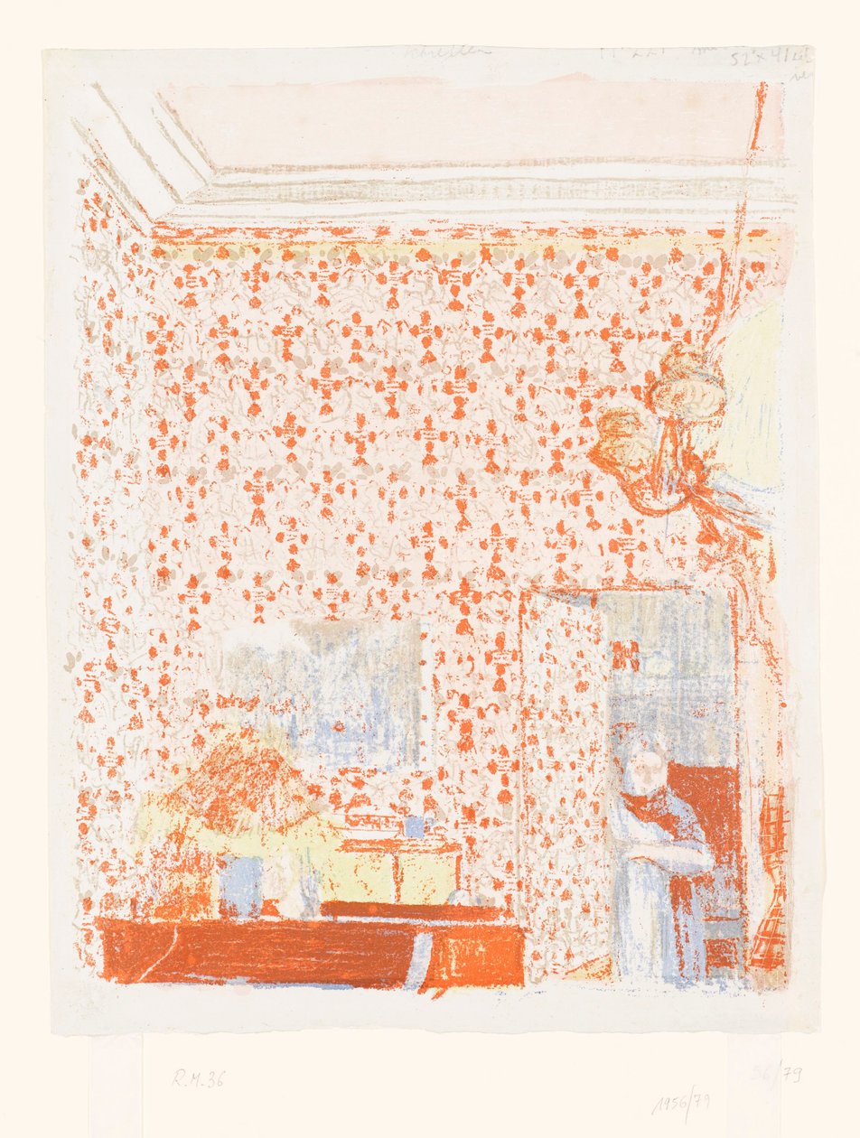 Wnętrze z różową tapetą I autorstwa Edouard Vuillard
