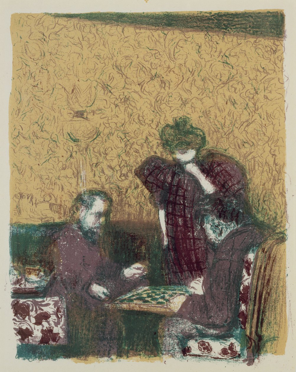 Partia Pań, z „Paysages et Interieurs”, wydana 1899 (kolor lito) autorstwa Edouard Vuillard