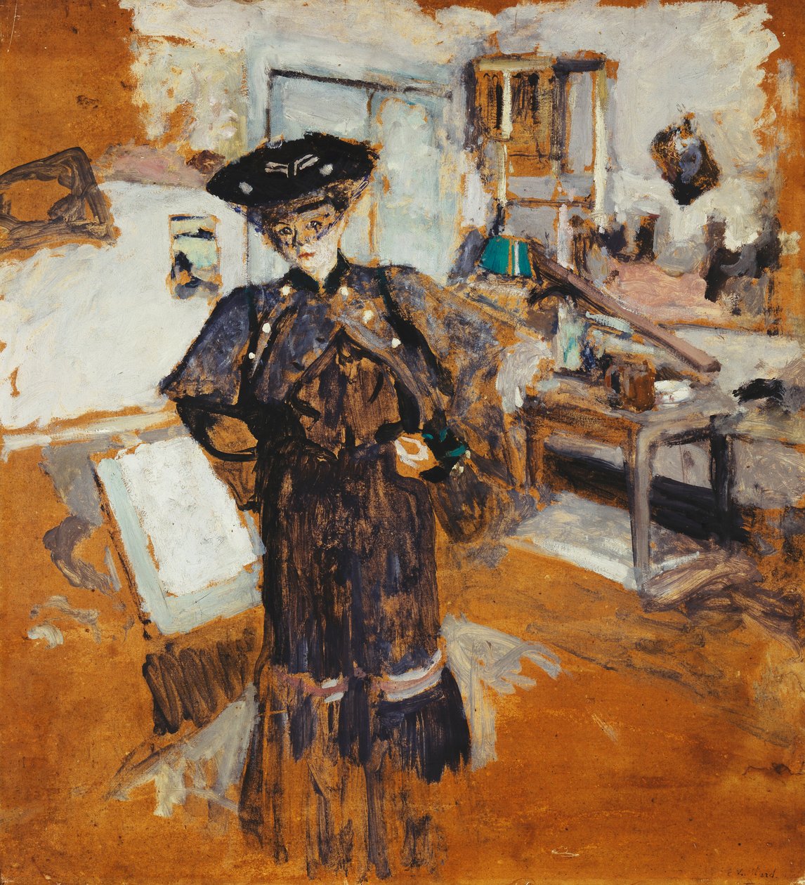 Dama w welonie, z rękami na biodrach; Dama z welonem, ręce na biodrach, c.1902-03 autorstwa Edouard Vuillard