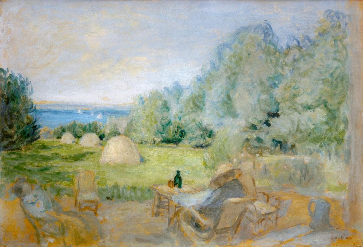 Stogi siana w Jardin des Étincelles w Criqueboeuf autorstwa Edouard Vuillard