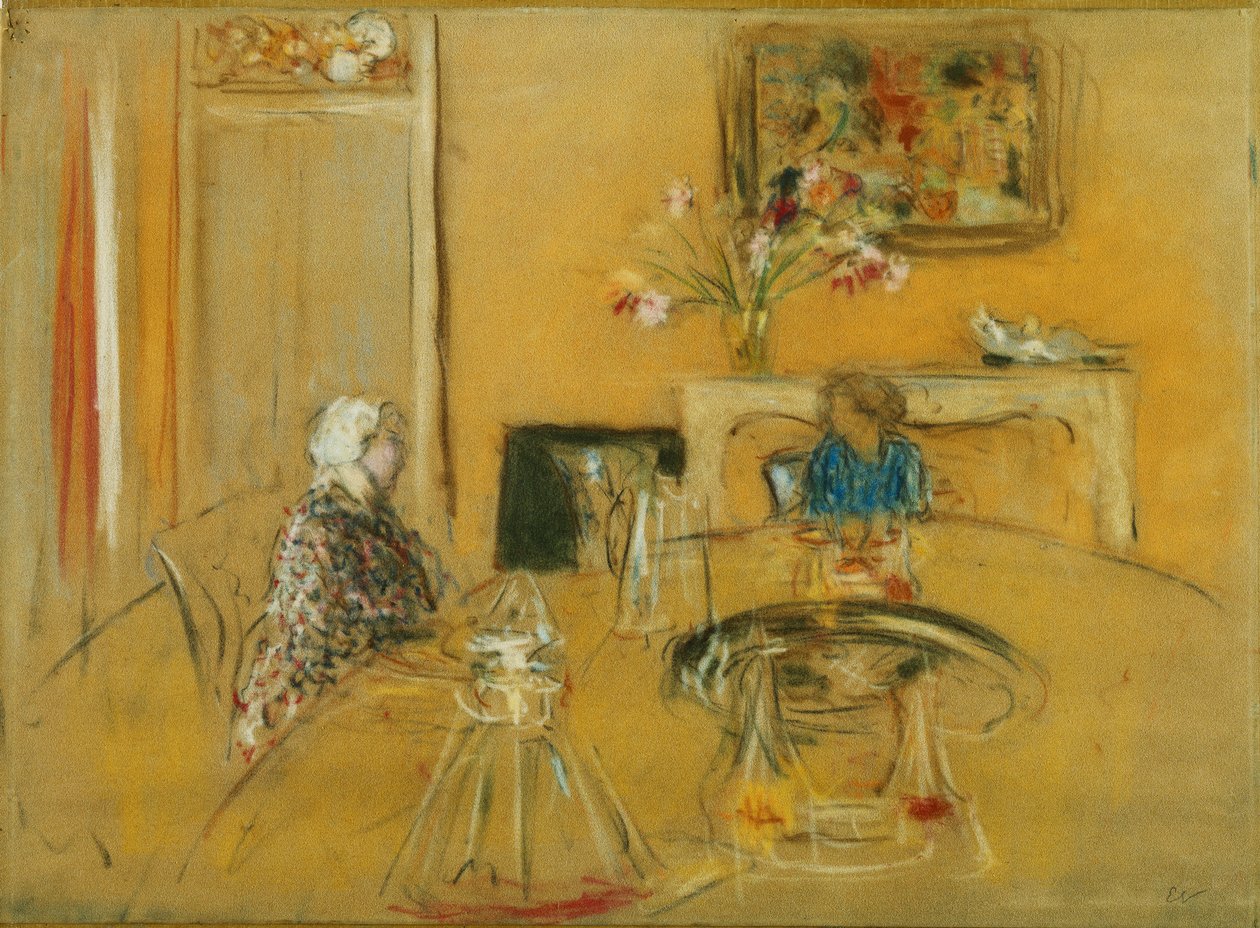 Obiad w zamku Clayes; Obiad w Chateau des Clayes, ok. godz. 1935 autorstwa Edouard Vuillard