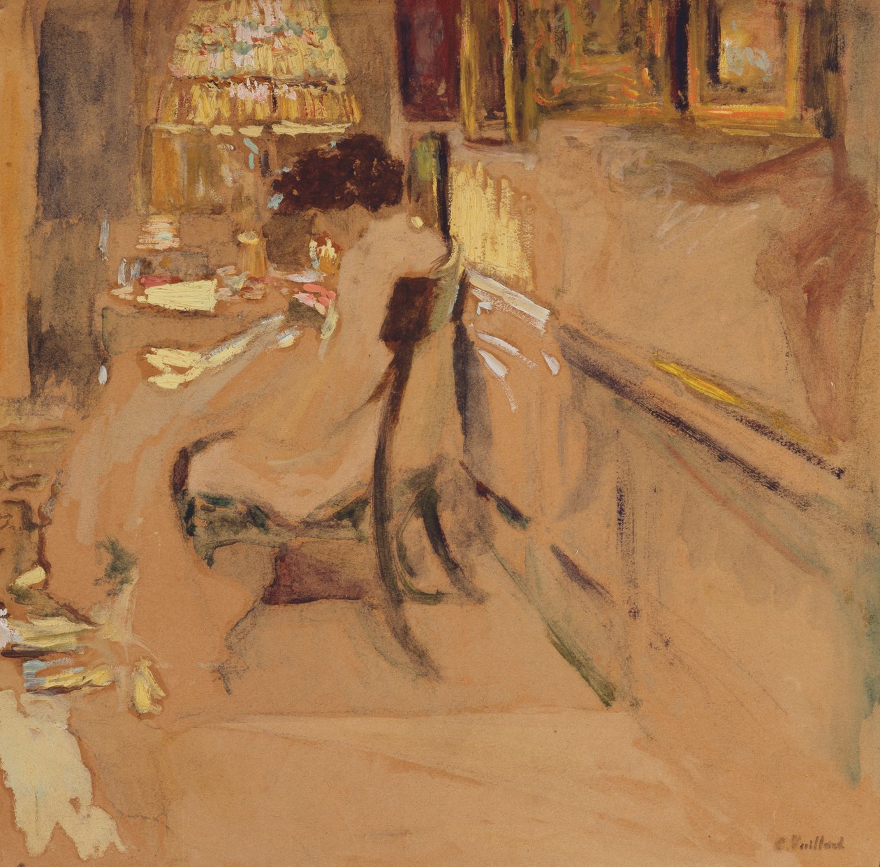 Pani Hessel szyjąca pod lampą, ok. 1905 r. autorstwa Edouard Vuillard