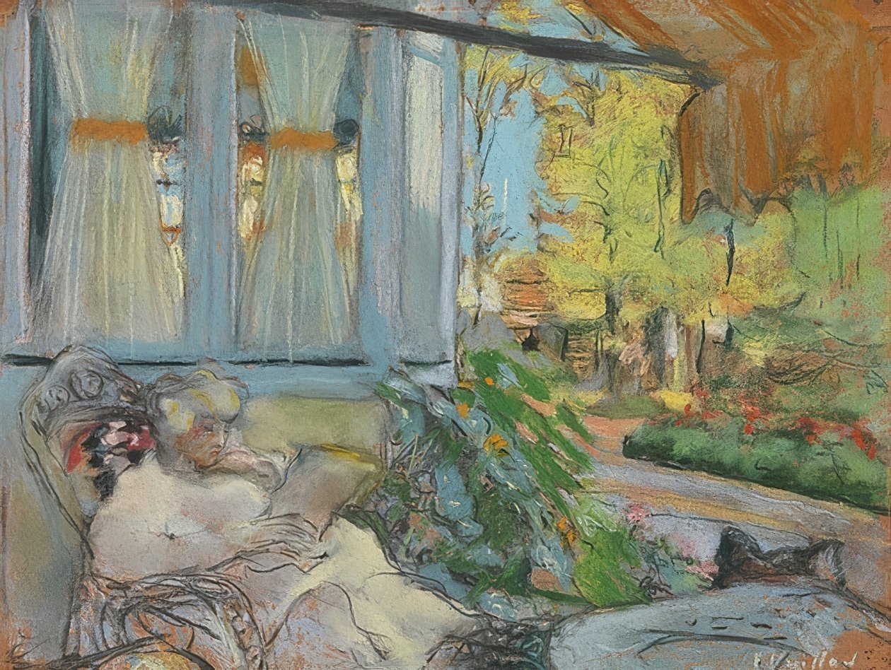 Madame Hessel auf der Terrasse lesend (czytanie Madame Hessel na tarasie Clos Cézanne). Um 1920-25 autorstwa Edouard Vuillard