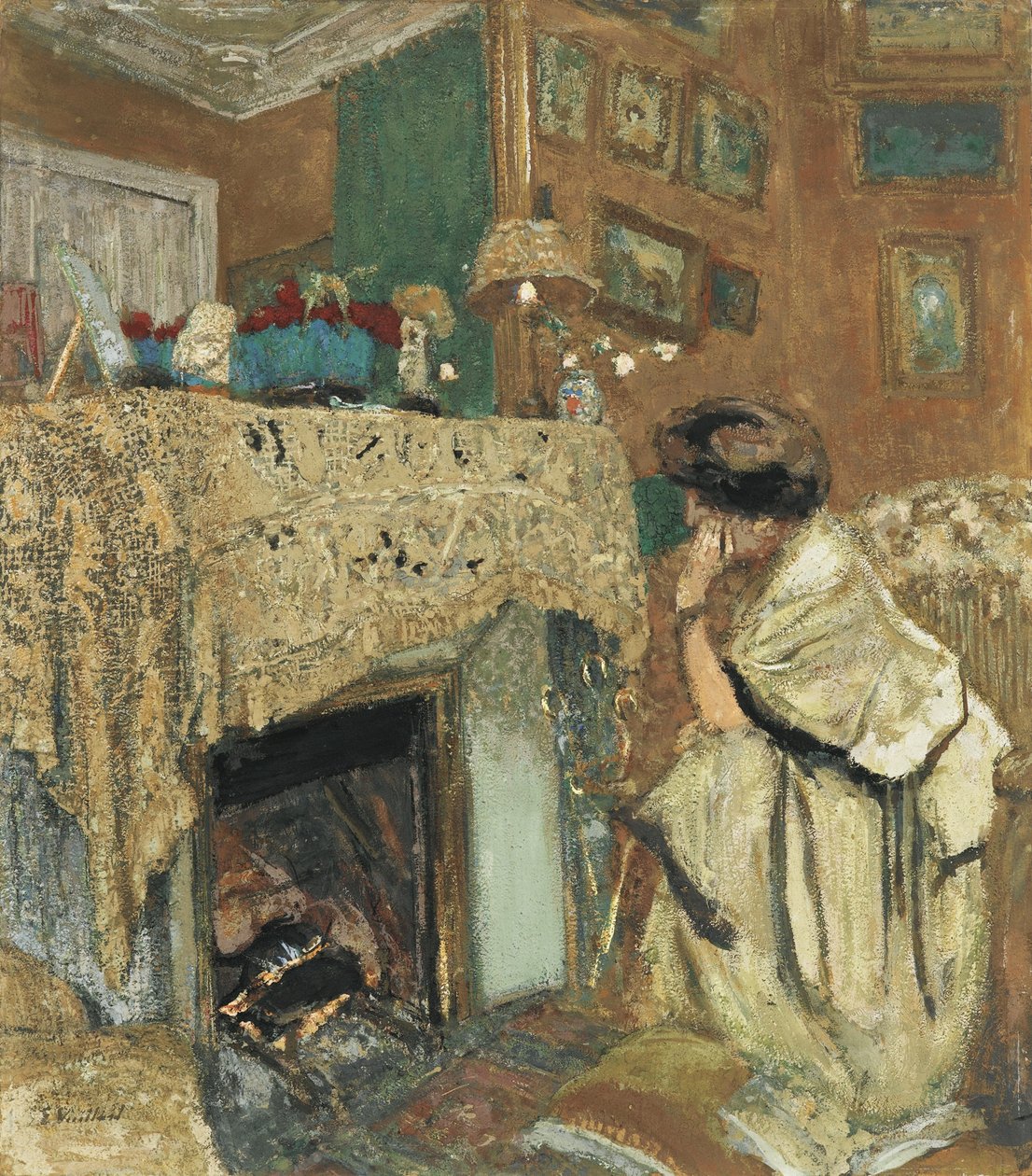 Madame Hessel przy kominku, 1917-1918 autorstwa Edouard Vuillard