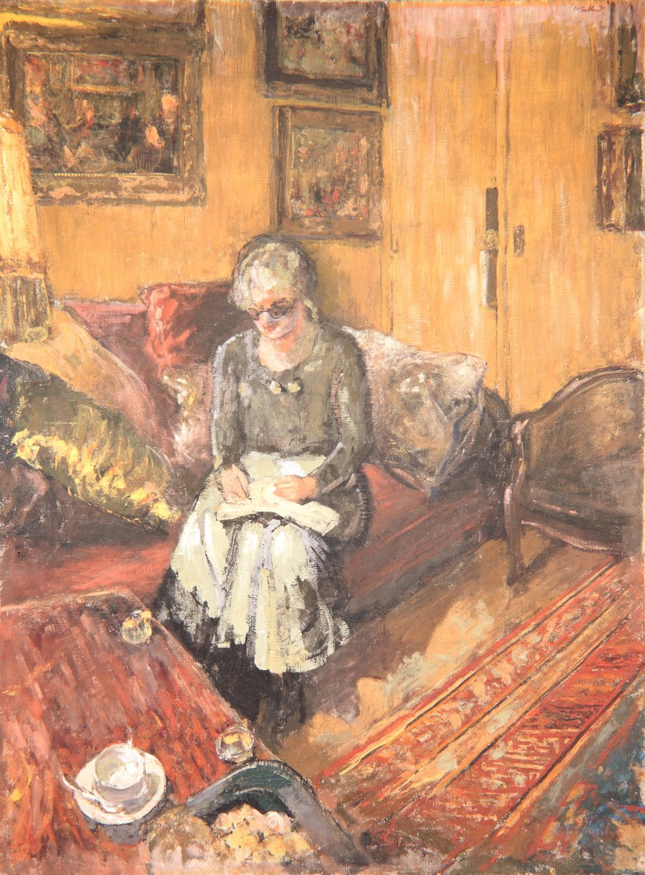Madame Hessel w buduarze, Rue de Naples, c.1935 (tempera na płótnie) autorstwa Edouard Vuillard