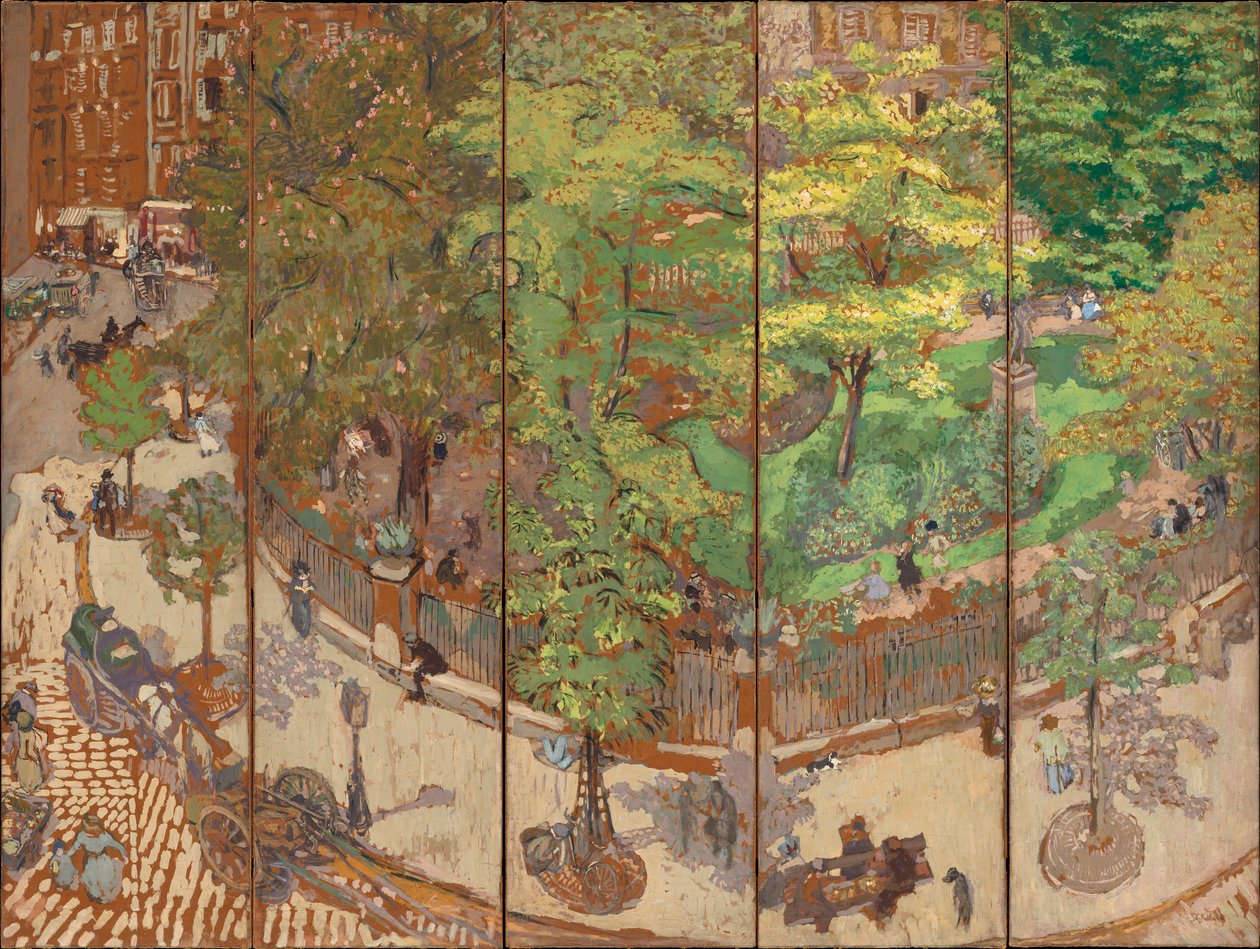 Place Vintimille, 1911 (pięciopanelowy ekran, tempera na papierze ułożonym na płótnie) autorstwa Edouard Vuillard
