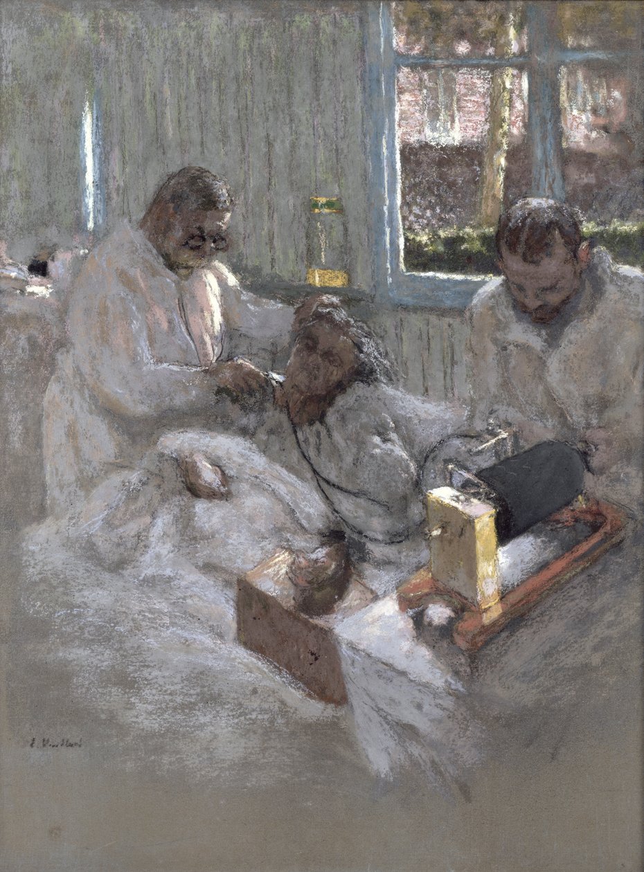 Kardiolog Henri Vaquez (1860-1936) i jego asystent, doktor Parvu, w la Pitie, ok. 1918-21 (pastel na papierze) autorstwa Edouard Vuillard