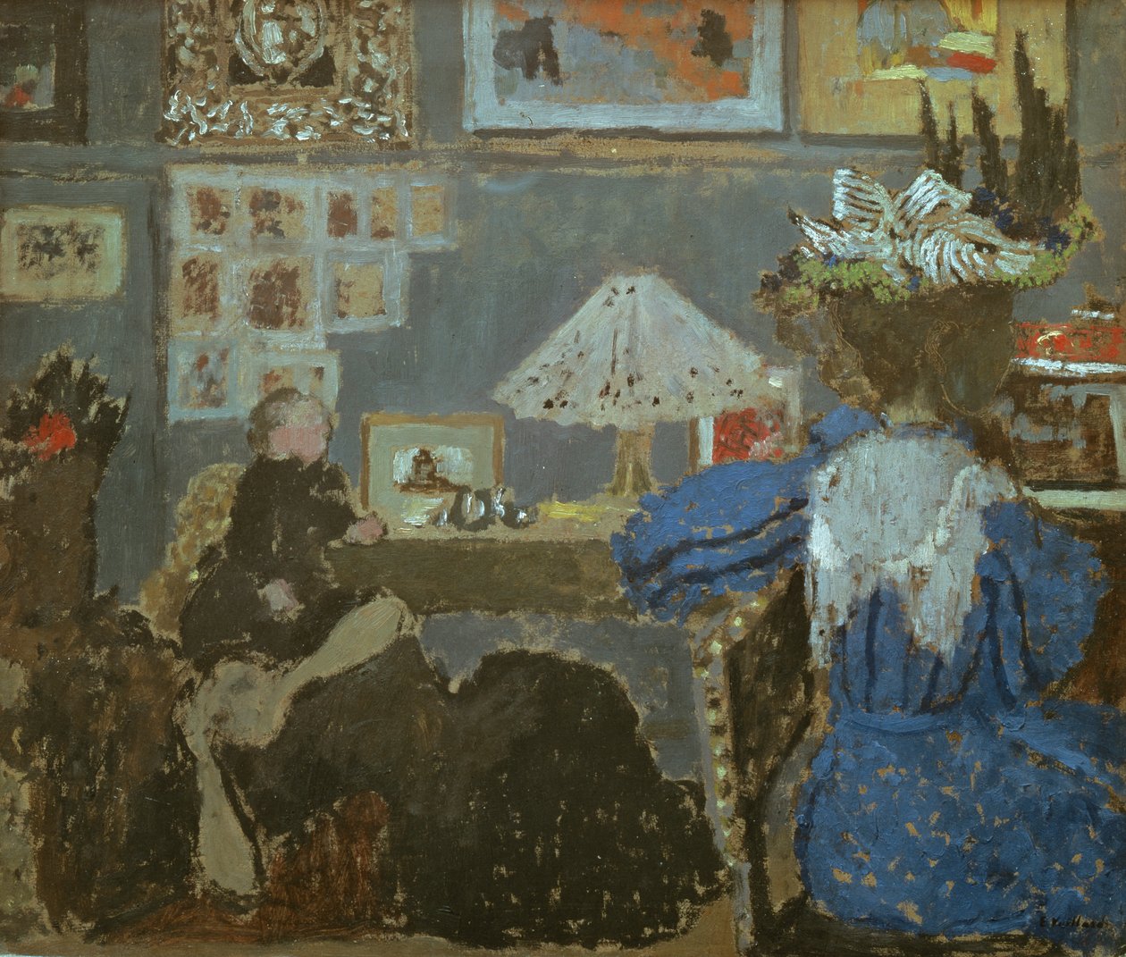 Kobieta w błękicie, 1890 (olej na kartonie) autorstwa Edouard Vuillard