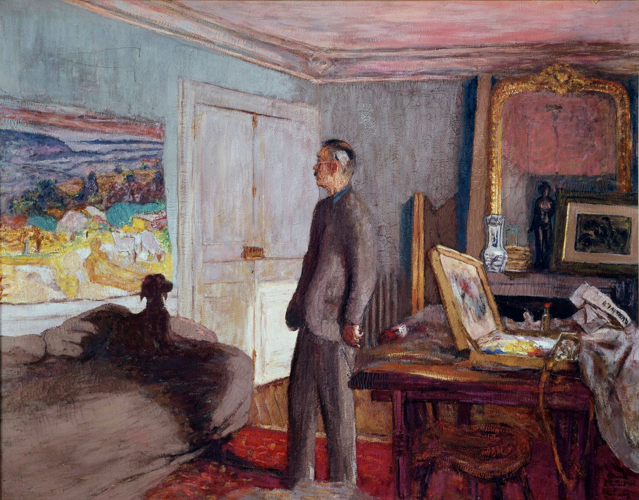 Malarz Pierre Bonnard (1867-1947) w domu (olej na płótnie) autorstwa Edouard Vuillard